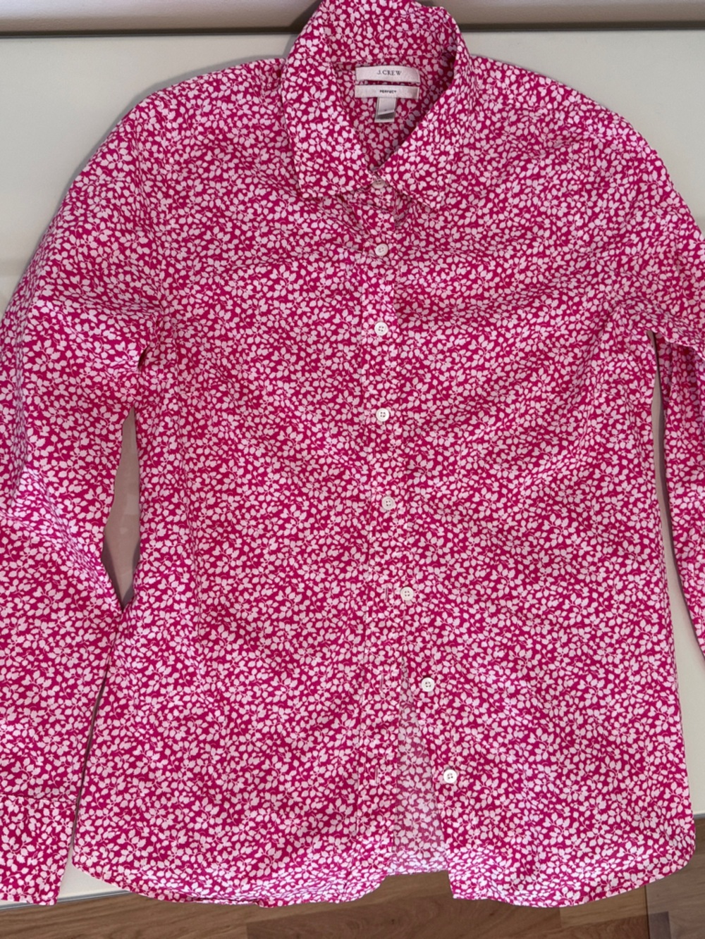J. Crew Pink and White Floral Button-Up Blouse